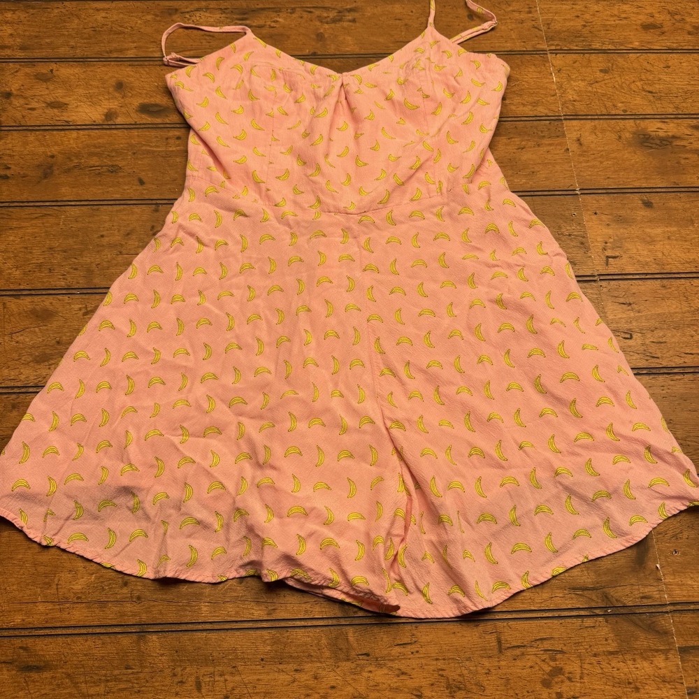 Zara Womens Pink Bananas Spaghetti Straps Romper Size Small‎